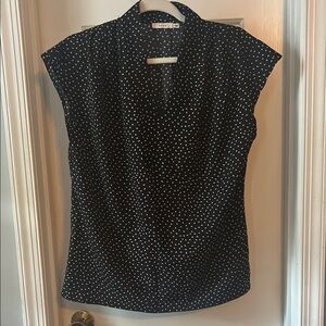 Stitchfix Lush Black and Off White Fitted Cap Sleeve Blouse